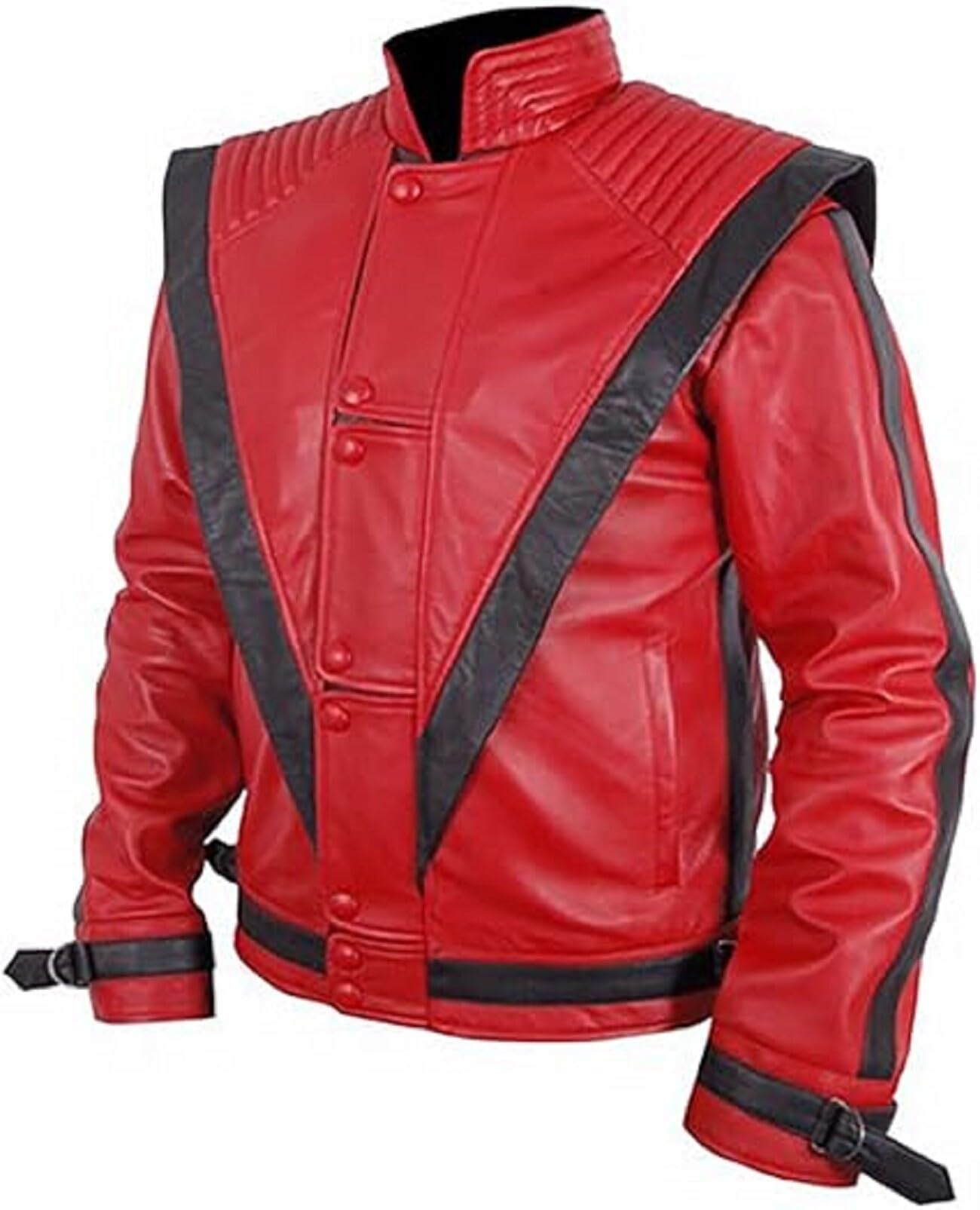 Męska czerwona kurtka skórzana MJ Thriller Real & Faux