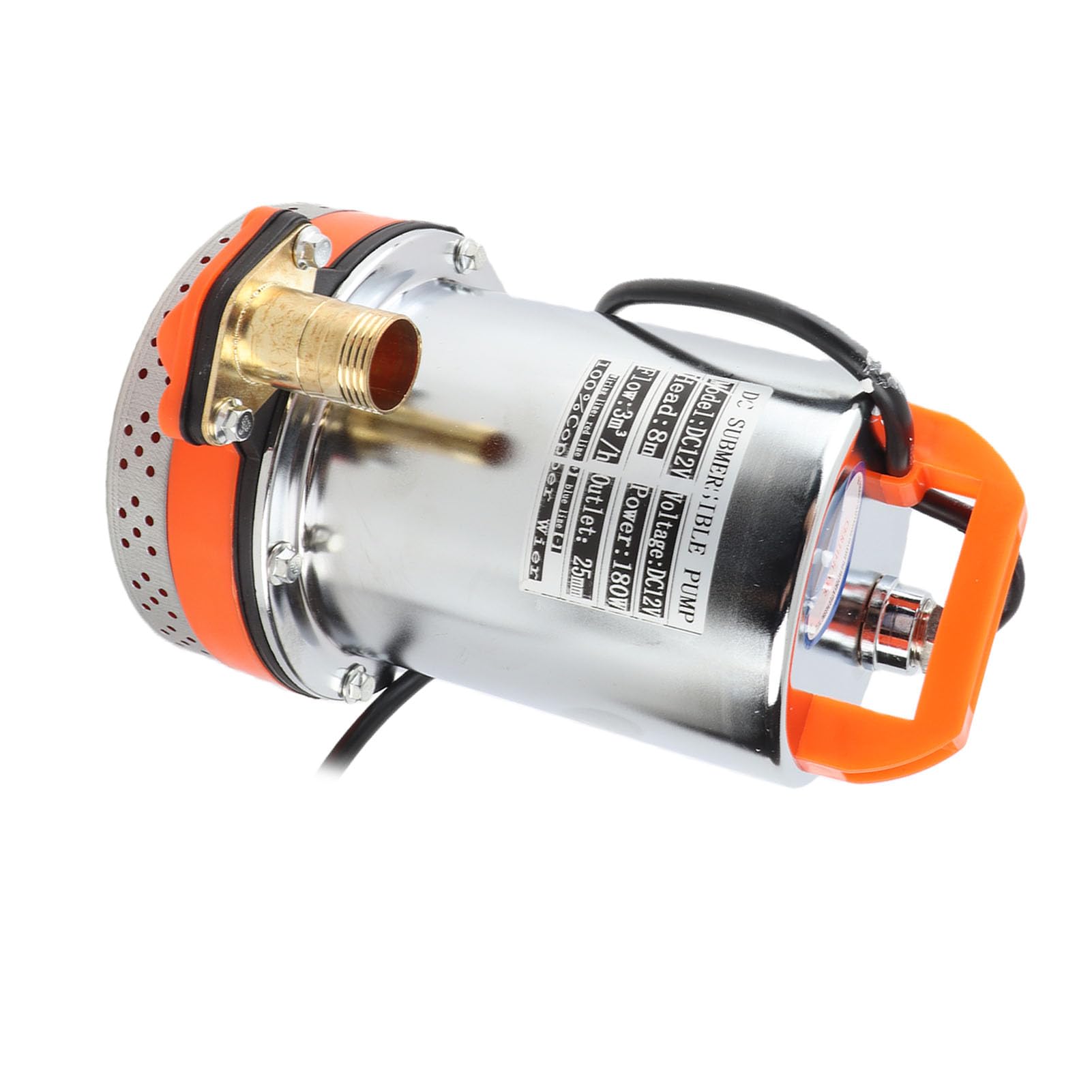 Bomba Sumergible con Batería Solar, Dispositivo Eficiente de Limpieza de Piscinas para Riego de Jardines y Llenado de Tanques de Agua, 180W, 12V, Elevación de 8m (12V)