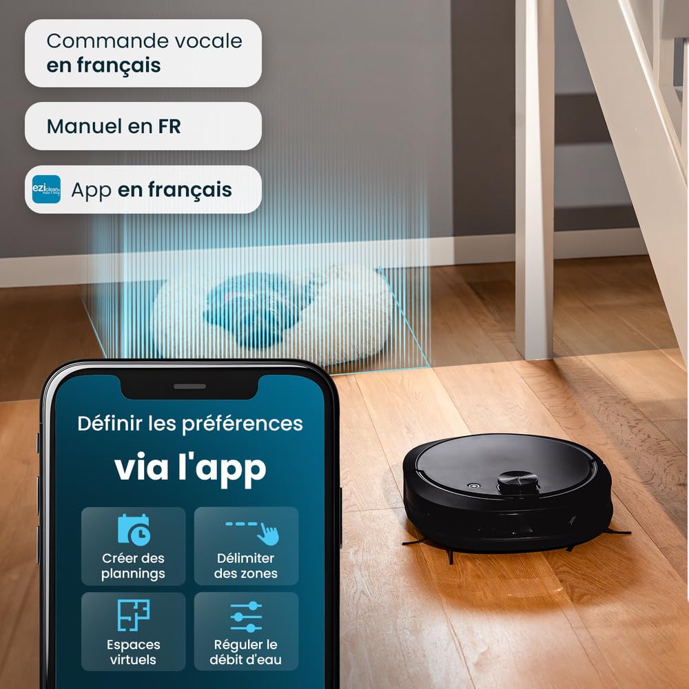 Robot Aspirapolvere E Scopa Connesso Con Base Svuotante Eziclean AlL-IN-One Z10 Plus - 240 Min - 6000 Pa - 180 M? - 1,5 L