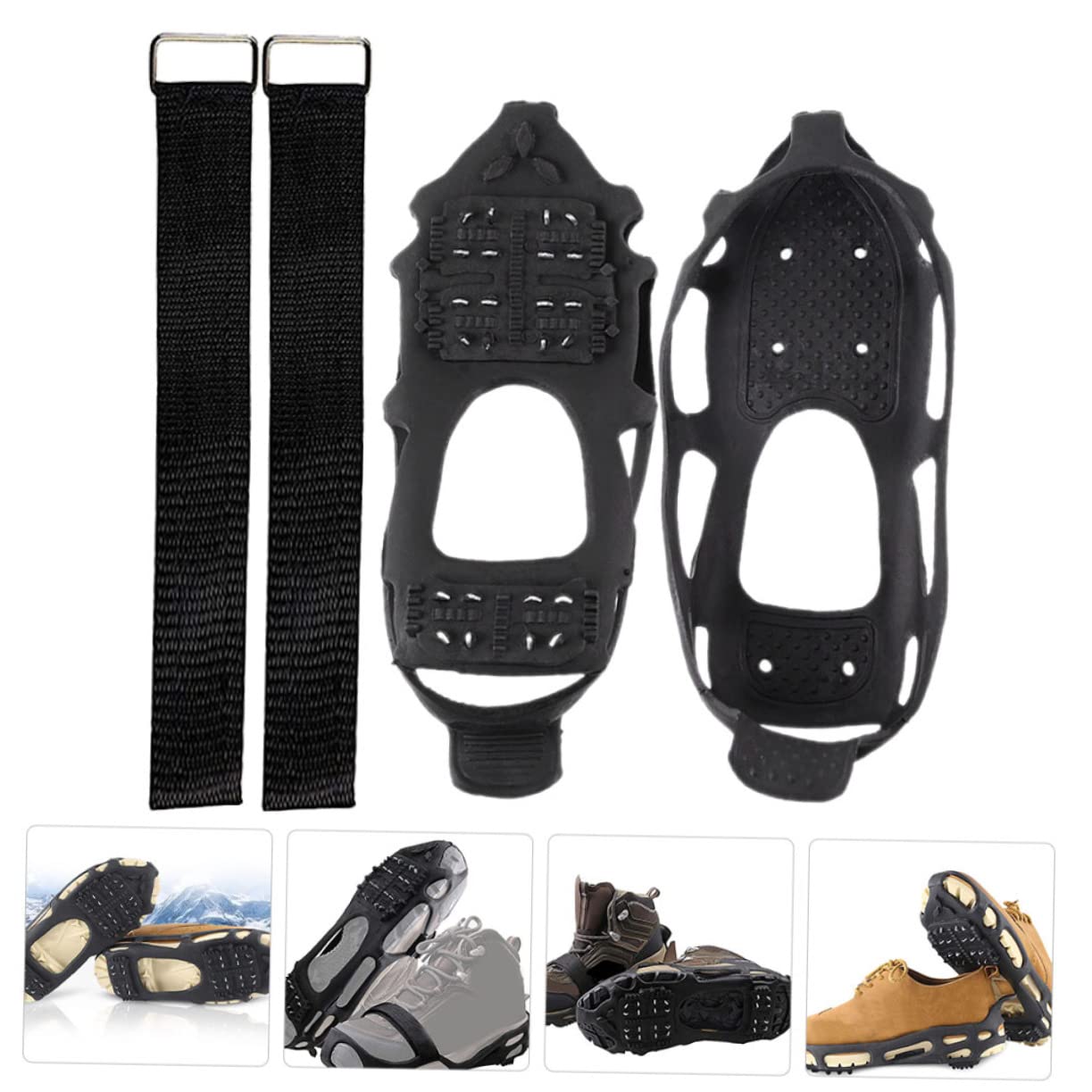Veemoon 1set Tooth - Ice Grippers for Shoes Crampons for Climbing Hiking Activities Flexible Band Design for for Outdoor Workers Elderly