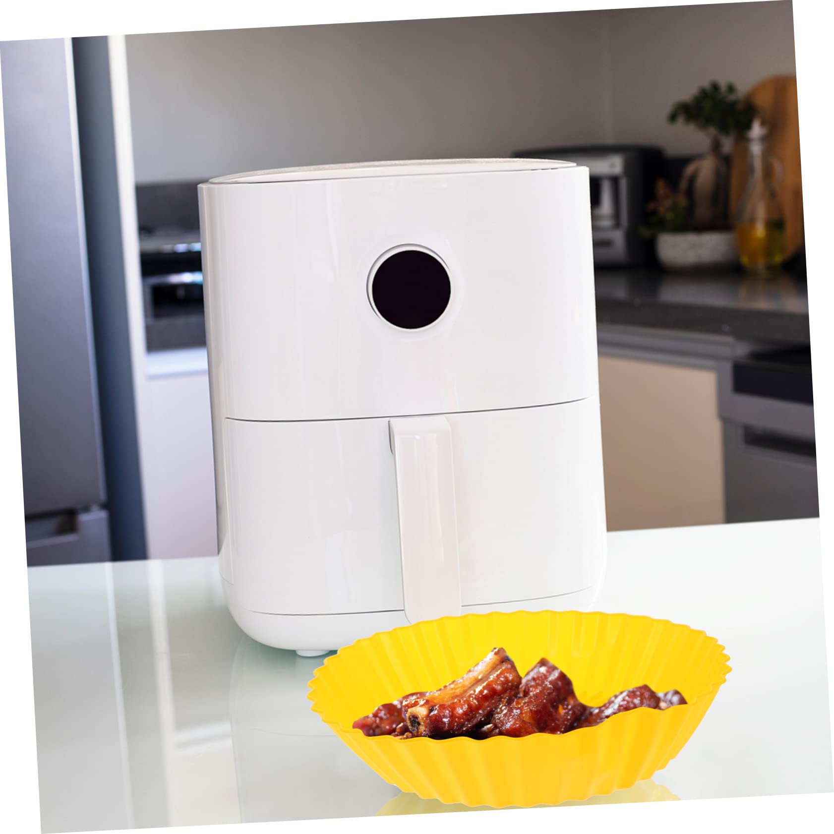 PRETYZOOM 2pcs Multi-function Air Fryer Silicone Liner Kitchen Baking Mats for Air Fryer Baskets for Ovens and Microwaves for Chicken Wings Snacks and More