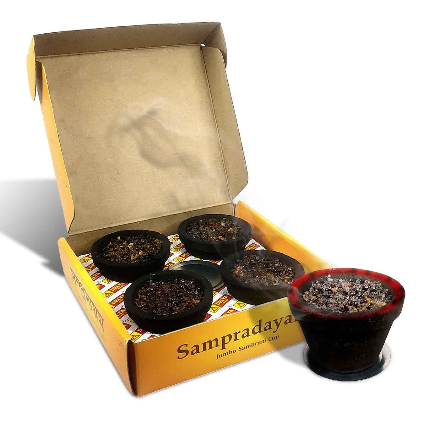 Adhvik Box Pack of 1 (4 Jumbo Cups) Sampradayam Jumbo Sambrani Dhoop Cups for Aroma & Smoke, Extra Freshness, Spiritual Growth, Purification, Atmosphere Positive Energy, Healing & Blessing