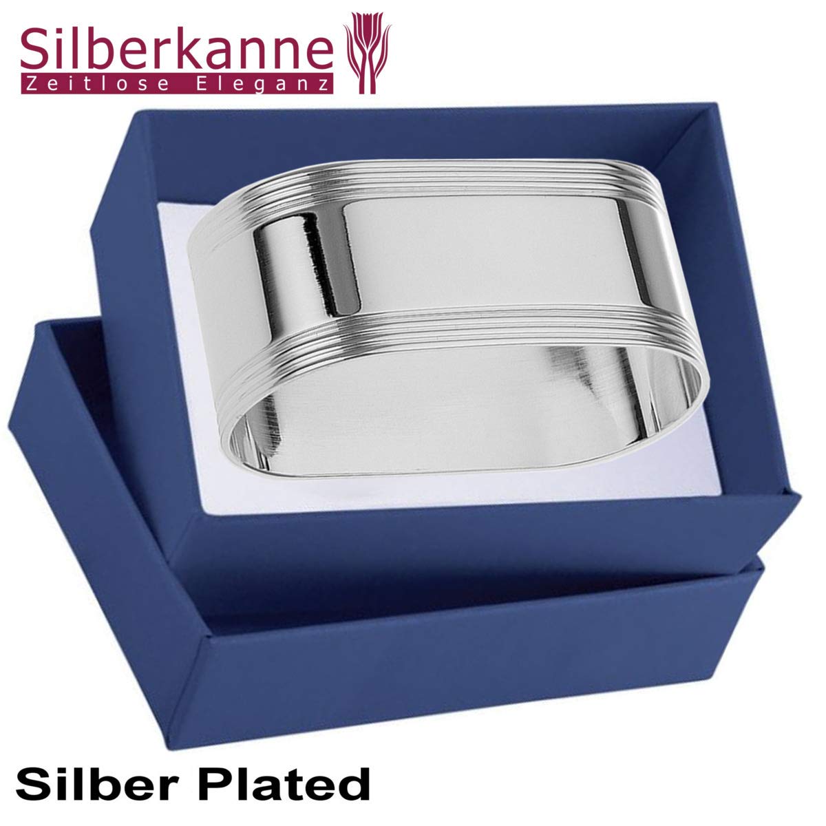 Serviettenring | Silber Plated versilbert | 5,5x2,5 cm | Edles Tafelsilber | Für Stoffservietten | Für Hochzeit & Feiern