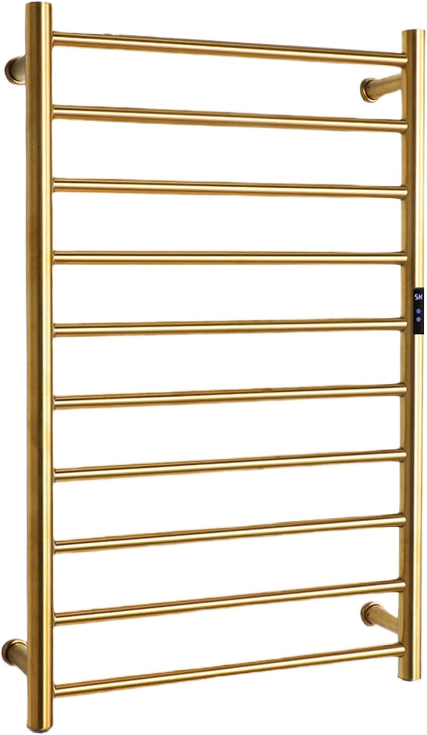 Gold Heated Towel Warmer Rack - Wall-Mounted 304 Stainless Steel 10 Rods Timer & Temperature Control Luxury Bathroom Accessory Hardwired Towel Drying Solution