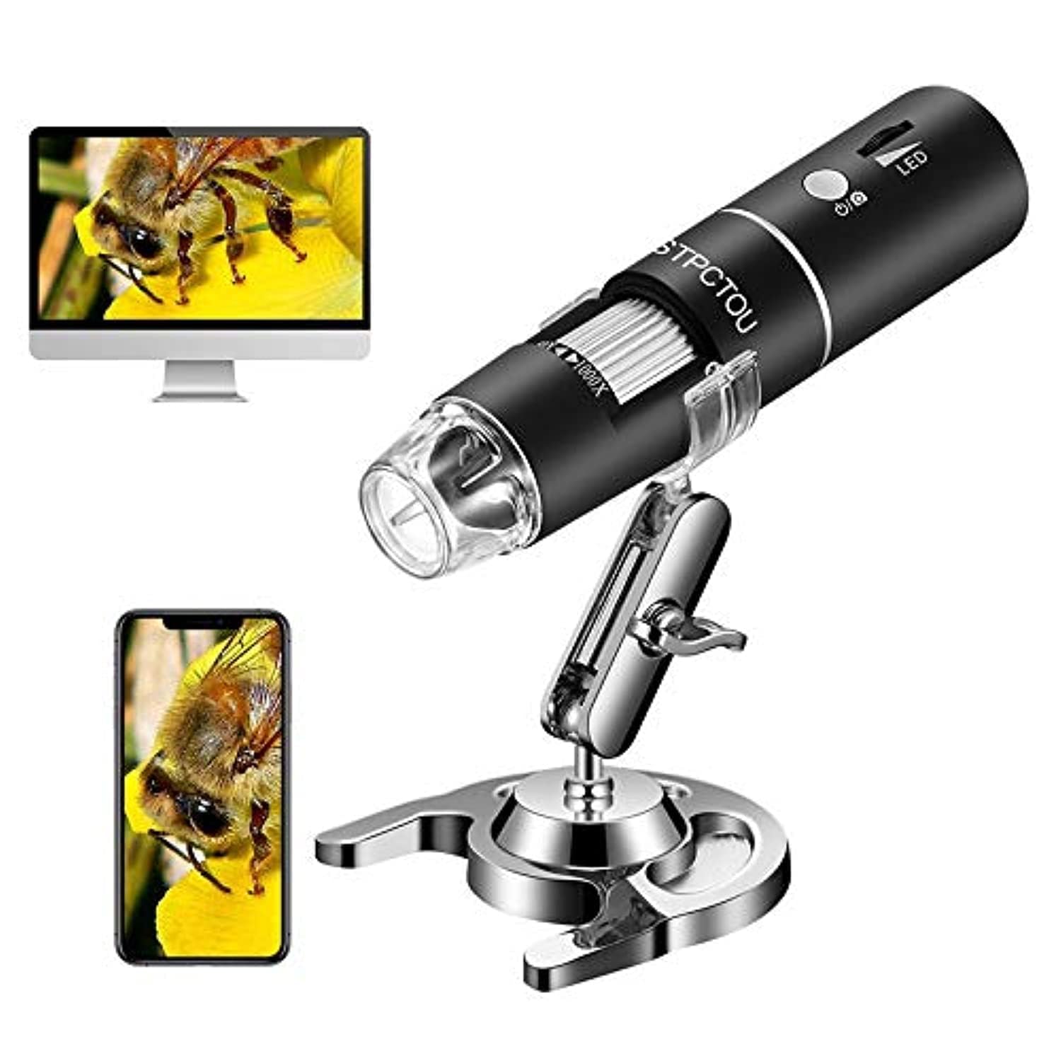 Microware Wireless Digital Microscope, WiFi Handheld Microscope with 2MP Camera 1080P HD Video Recorder,50x to 1000x Magnification,8 LED Lights Kids Microscope for iPhone/iPad/Android Phone-image-30