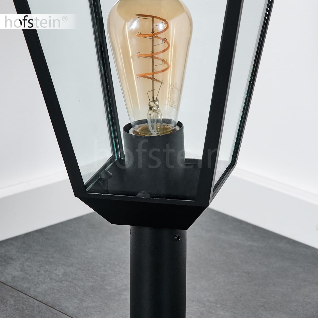 Anfei zewnętrzna lampa na cokół, metalowa/szklana, przezroczysta, oświetlenie ścieżek o antycznym wyglądzie, 50 cm, lampa ogrodowa, oświetlenie ogrodowe IP44, 1 x E27, bez żarówki