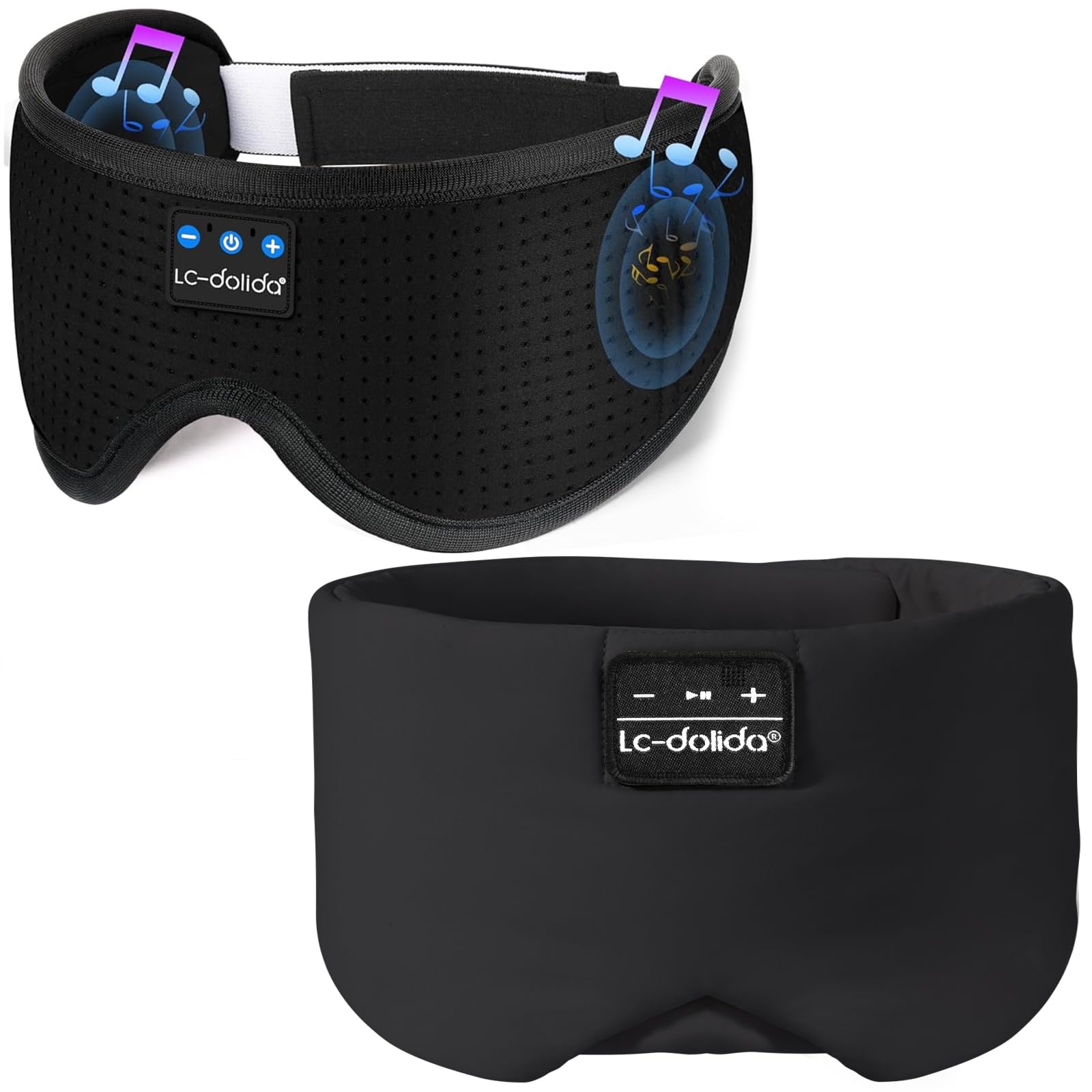 LC-dolida Sleep Headphones Silk Sleep Mask Bluetooth Wireless Music Eye Mask Ice Silk Sleep Mask with Bluetooth 5
