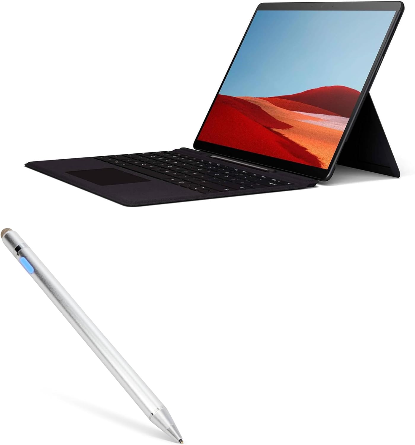 BoxWave Stylus Pen Compatible with Microsoft Surface Pro 10 - AccuPoint Active Stylus, Electronic Stylus with Ultra Fine Tip - Metallic Silver