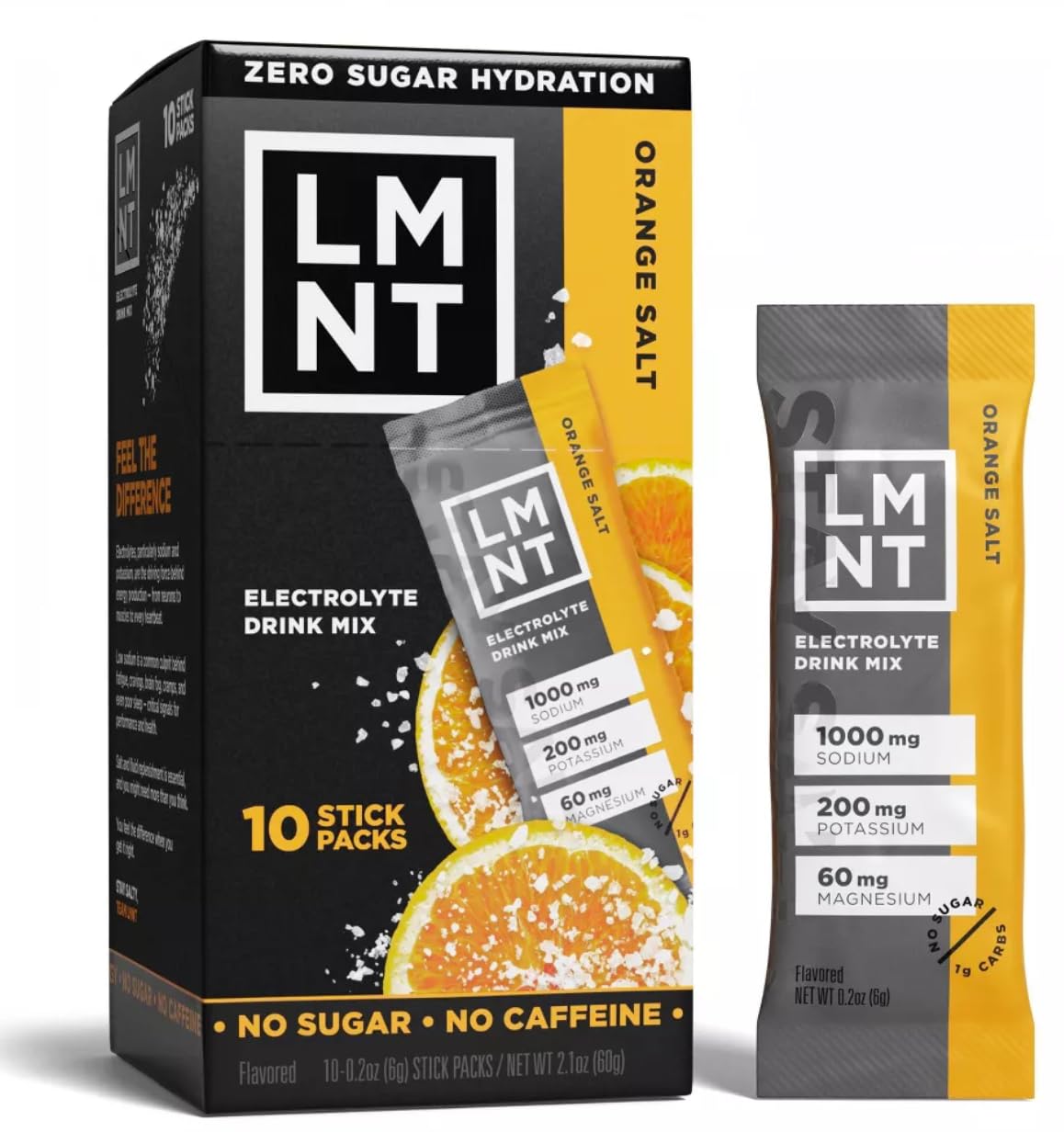 LMNTs Zero-Sugar Electrolytes Sports Drink Orange Salt - 2.1oz/10ct