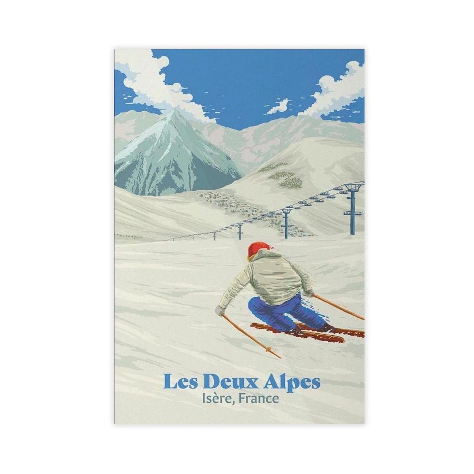 Qgvbgf Les Deux Alpes Ski Resort, French Alps Canvas Poster Wall Art Decor Print Picture Paintings For Living Room Bedroom Decoration 08X12inch(20X30cm)