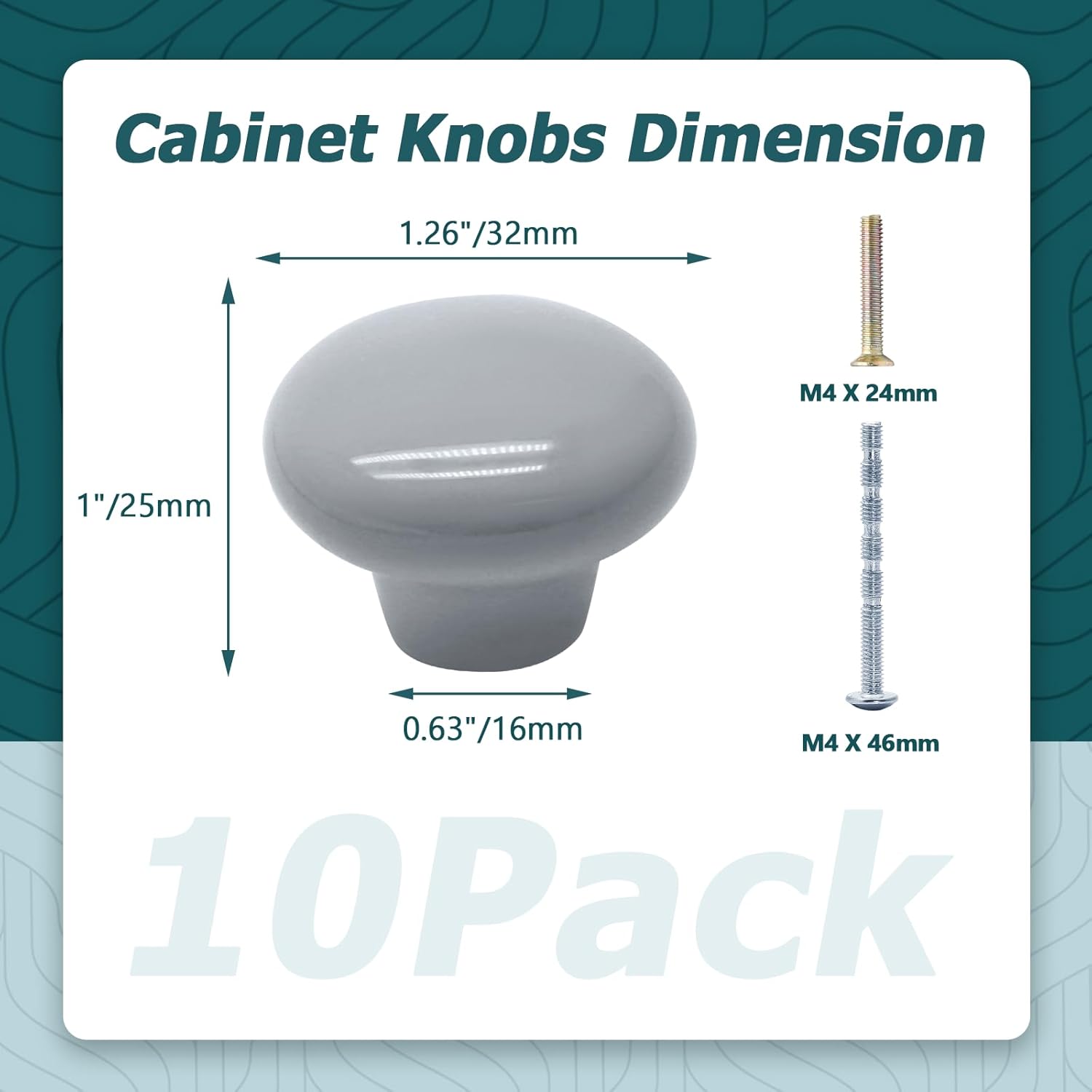 10pcs Light Grey Ceramic Knobs, Round Ceramic Cabinet Knobs, Pantry Cabinet Knobs Pulls, Decorative Ceramic Drawer Knobs Pull Handles for Closet, Cupboard, Furniture Door Knobs