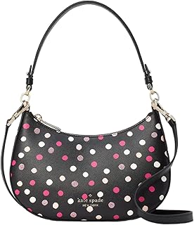 Kate Spade Staci Glimmer Polka Dot Half Moon Small Shoulder Bag Crossbody Black