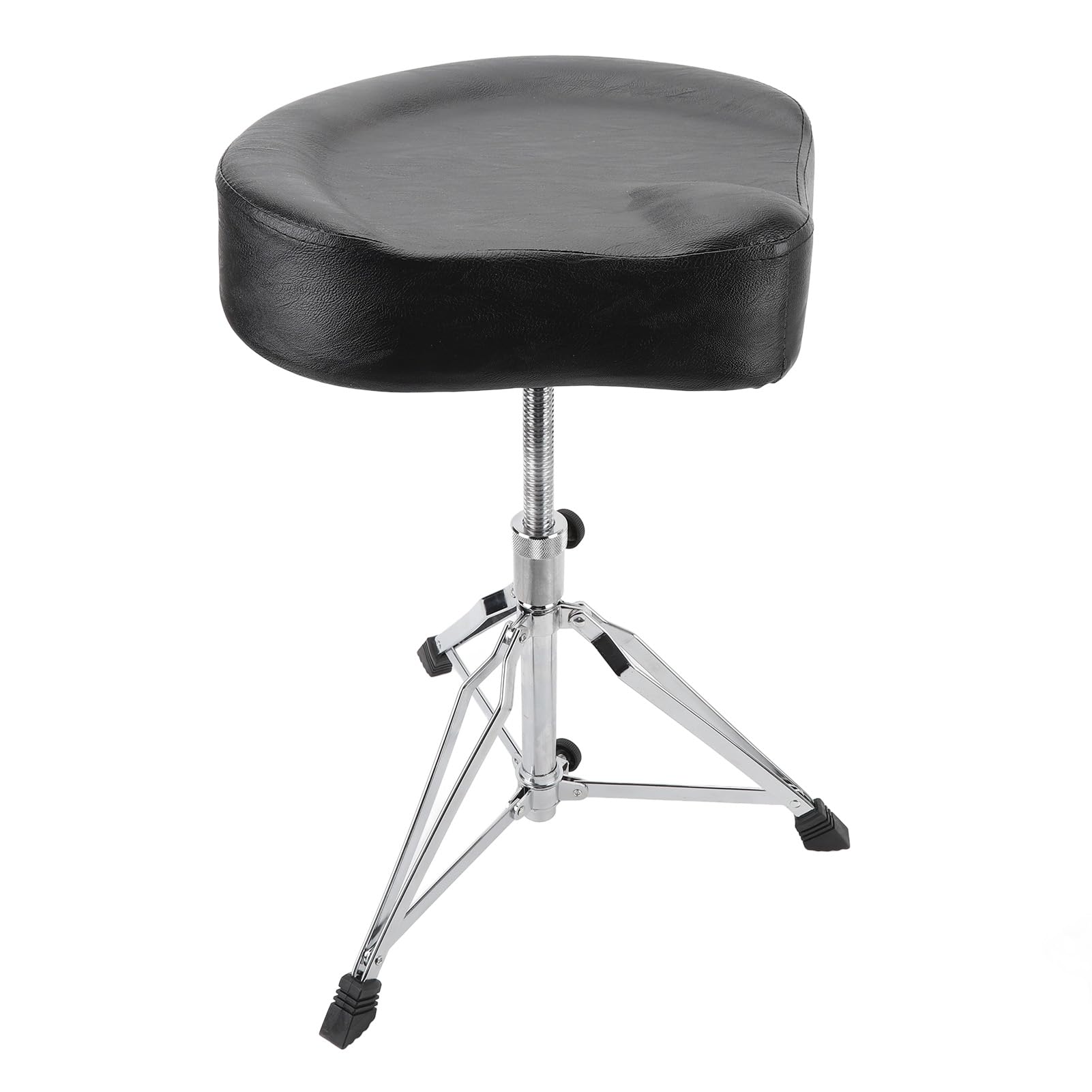Aramox Trono de Batería de Sillín, Taburete de Batería Estilo Moto con Asiento Acolchado y Base de Aleación de Zinc, Altura Ajustable 44-63cm para Bateristas Adultos