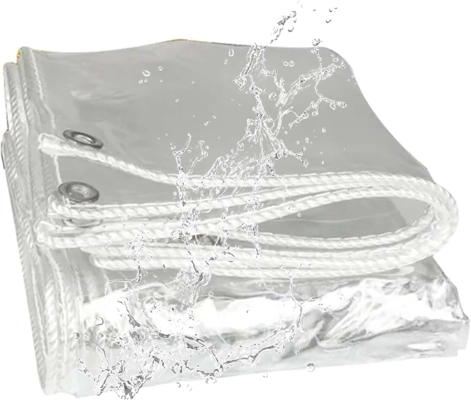 Heavy Duty 14Mil Transparent Tarpaulin, Transparent Waterproof Tarp with Grommets, Clear Waterproof Tarps Cover, PVC Clear Plastic Sheet Tarp Cover, for Greenhouse Balcony