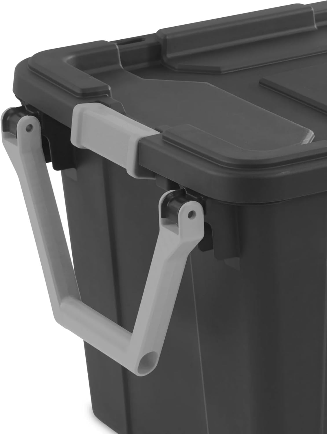 40 Gallon Extra-Large Wheeled Industrial Storage Bin, Heavy-Duty Stackable Rolling Container, with Latch Lid and Pull Handle, Gray, for Garage Basement Camping Tools