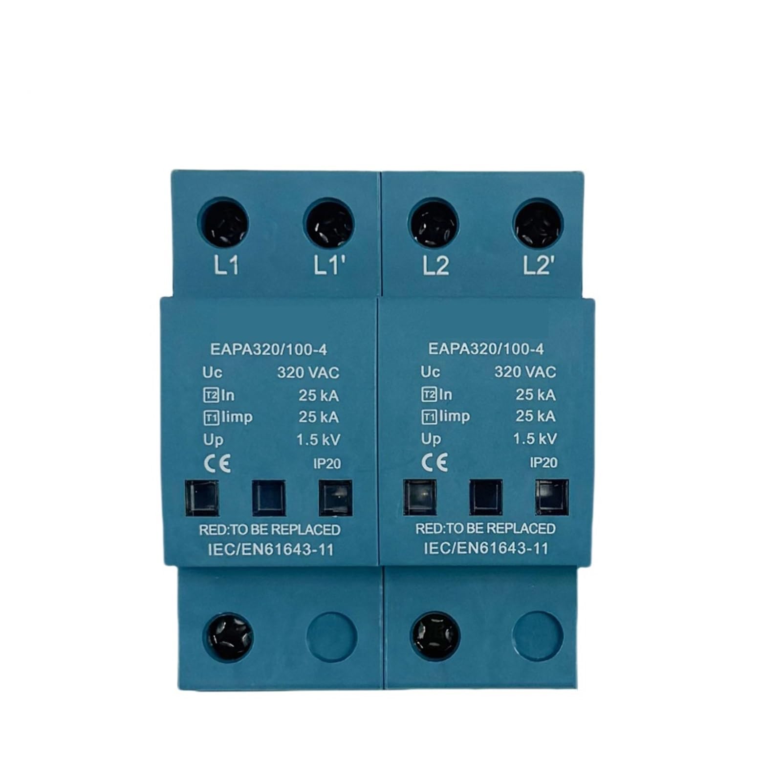 Ochrona przeciwprzepięciowa 2P 100KA, odgromnik T1+T2, AC SPD 220 V 275 V - 440 V, kabina rozdzielcza, instalacja na szynie DIN (2P 420 V, z RC)