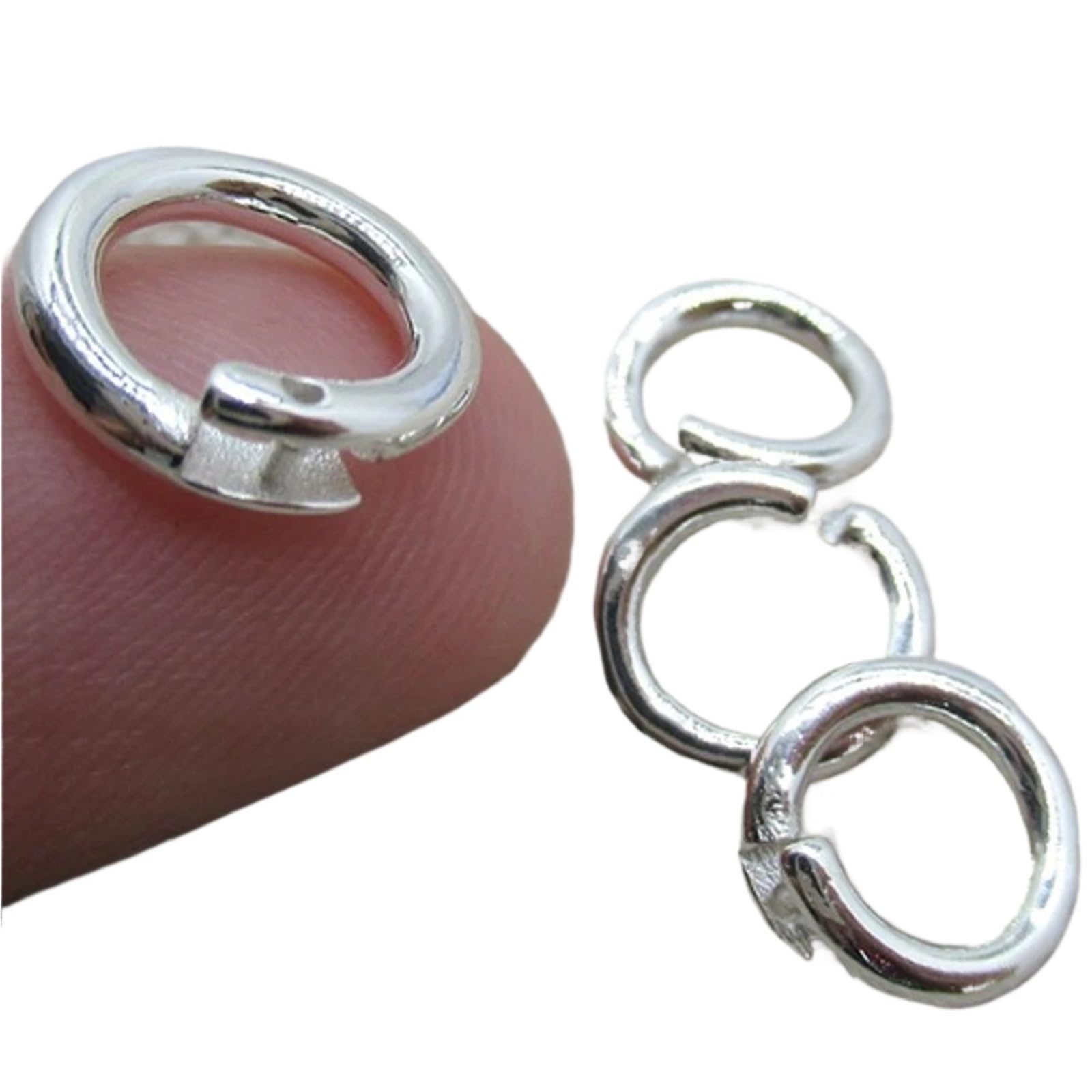 Geschlossene Biegeringe 12 Stück, silberfarbene Biegeringe mit Verriegelung für Schmuck (10 mm)