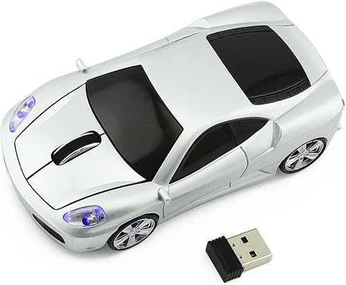 Miniatura 6 de Ratón inalámbrico para computadora, mouse óptico con forma de coche deportivo 3D, mouse ergonómico para computadora portátil de escritorio para FLL