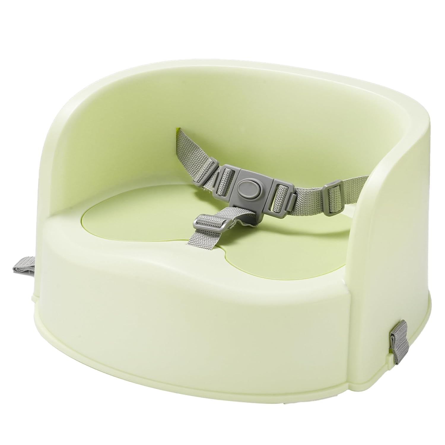 Booster Seat for Dining with 1 Bib, Lightweight for On-the-Go, Easy-Clean, 3-Point Harness Strap PP Plastic, Green