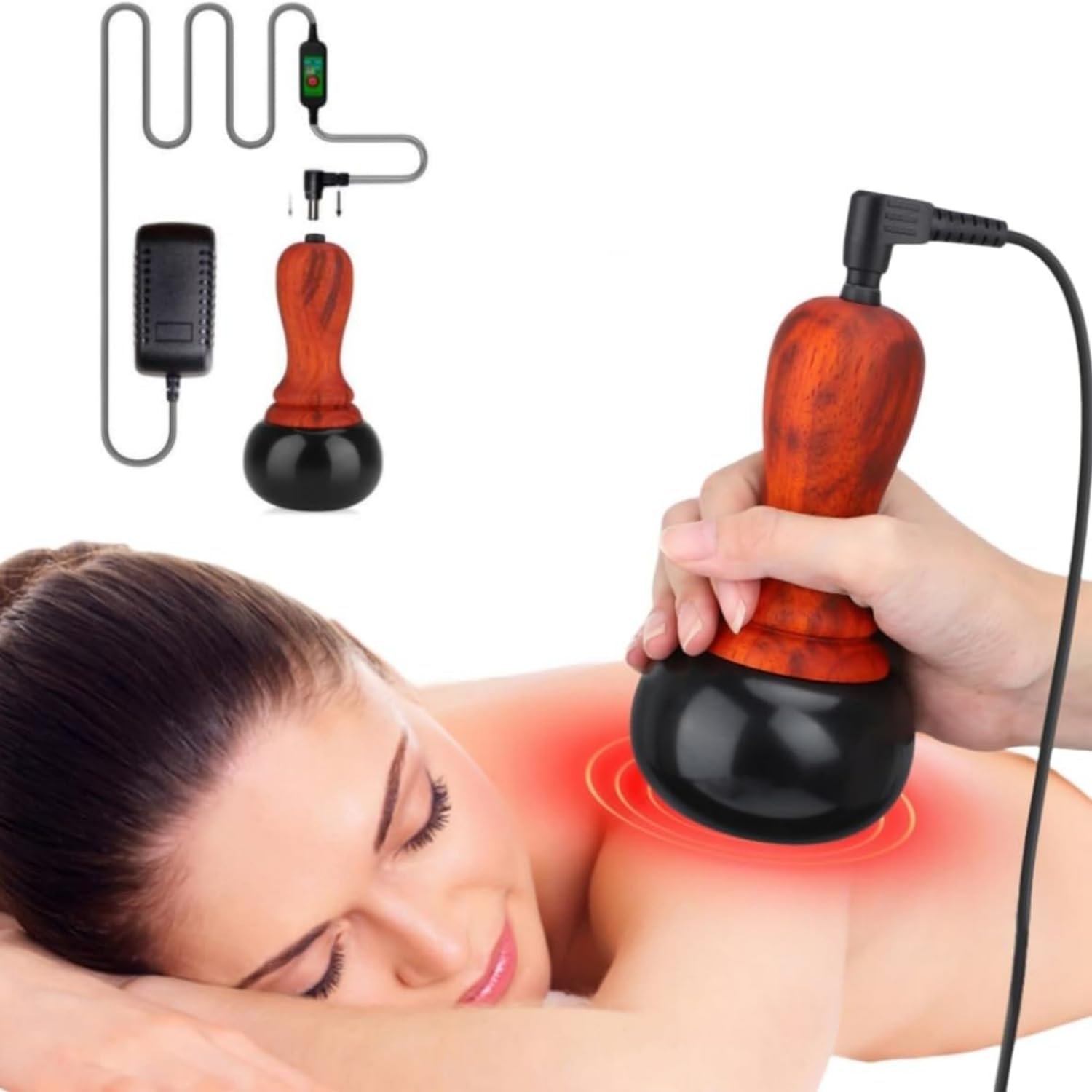 Hot Stones for Massage, Electric Body Massager with Temperature Control, Natural Bian Stone Gua Sha Scraping Massager for Home SPA Relaxation Treatment Pain Relief