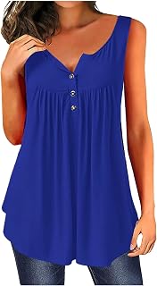 NHNKB Women's T-Shirt Blouses & Tunics for Women Tank Women Blouse Solid Base Top Blouse Women's Short Sleeve Muslin Blouse Women's Tunic Women's Summer Women's Blouse Shirt Elegant Modern, blue, XXL