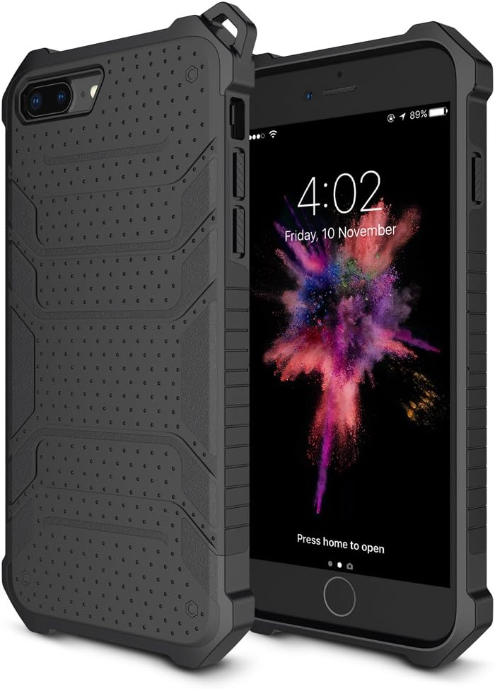iPhone 8 Plus Case, iPhone 7 Plus Case, iCaber [Heavy Duty] Soft TPU & Hard PC Rugged Dual Layer Case for iPhone 8 Plus (2017) / iPhone 7 Plus (2016) (Black)