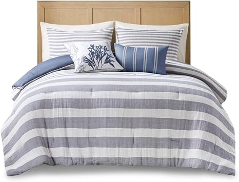Harbor House Cotton 5 Piece King Comforter Set with White and Blue HH10-1832