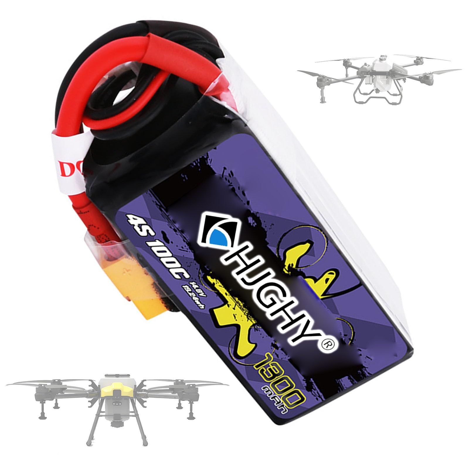 Batteria ai polimeri di Litio da 14,8 V 6S per droni | Batteria al litio da 14,8 V 1300 mAh con elevata velocità di scarica 100C per aeromodelli/droni da corsa con BMS