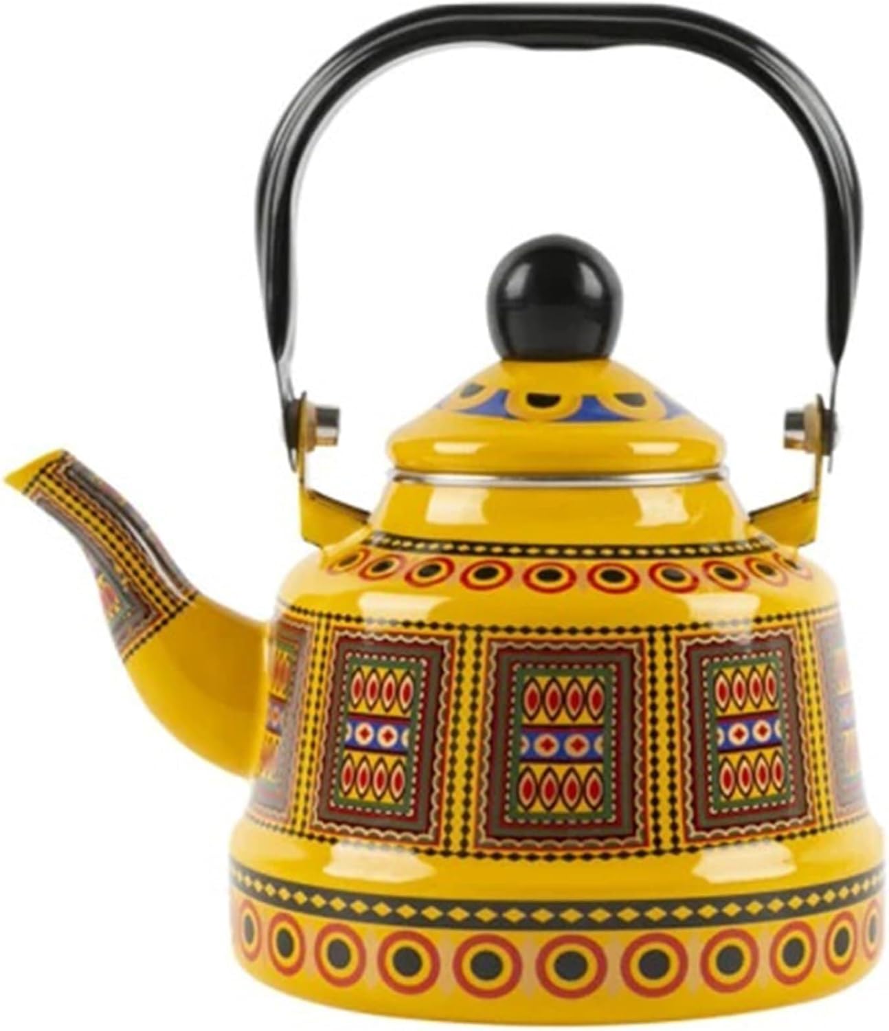 Tea Kettle Stovetop, Enamel Tea Kettle Porcelain Teapot Household Kettle Induction Cooker Gas(Yellow,1.1L)