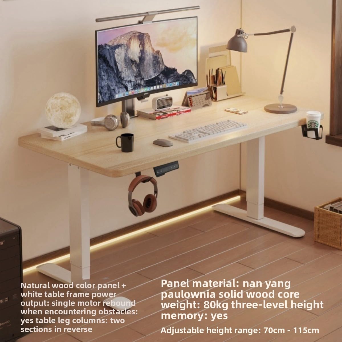 Scrivania elettrica regolabile in piedi con doppio o in legno massello Sistema di sollevamento silenzioso per Home Office & Gaming Ergon Design per comfort e produttività
