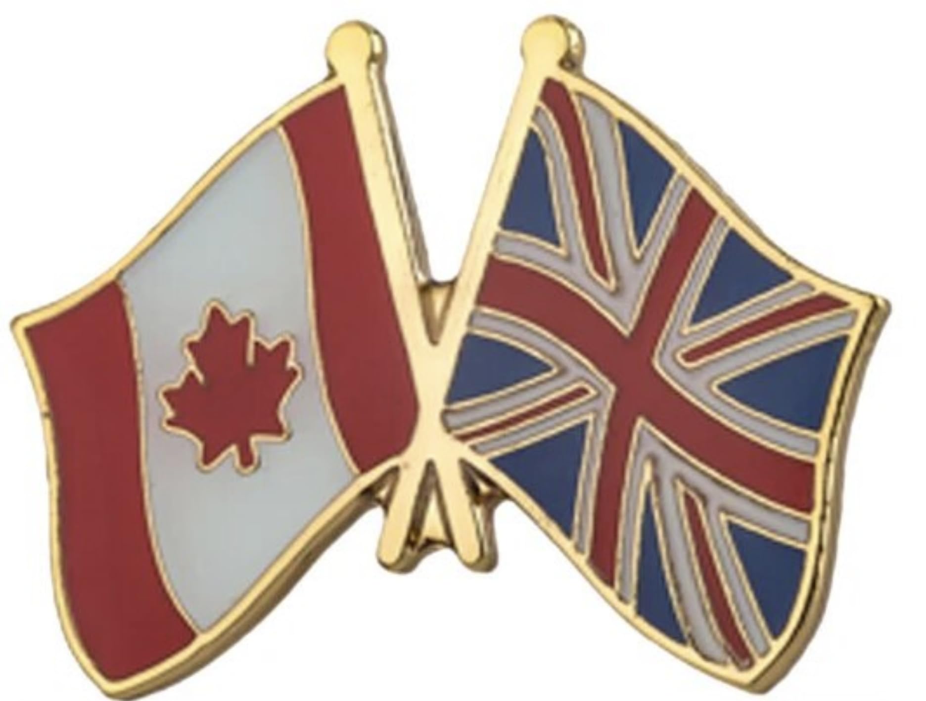 Canada Canadian National Flag Crossed Flags Friendship Love Alliance Allies 1"" Enamel Pin (United Kingdom UK/British)
