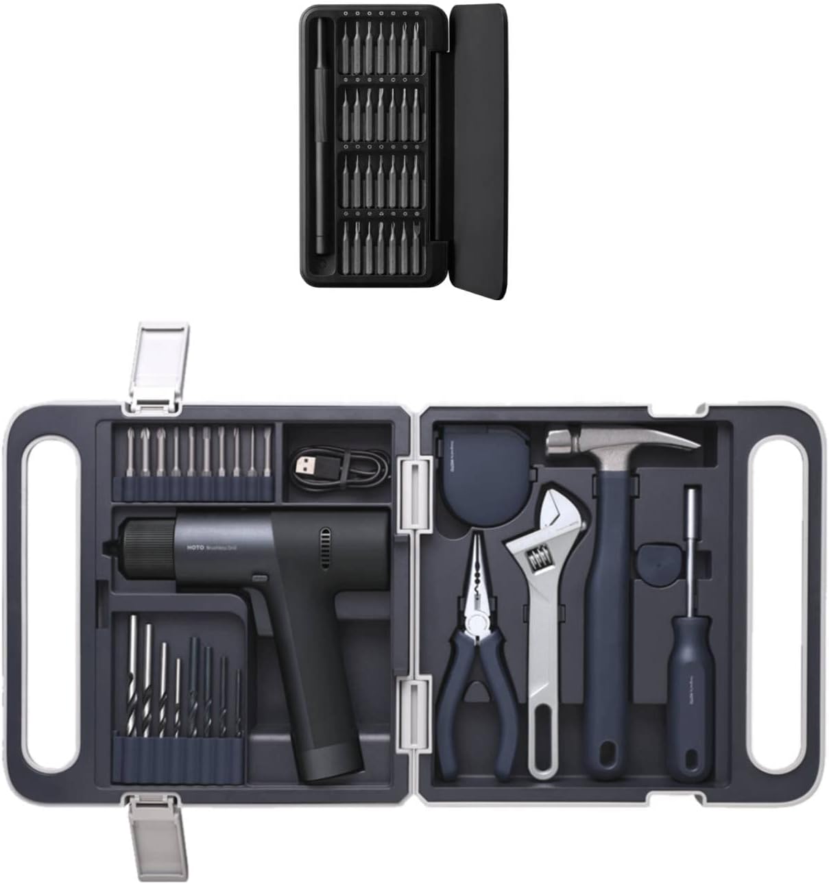 HOTO Cordless Brushless Drill Tool Set Bundle with 28 in 1 Manual Precision Screwdriver Tool Set