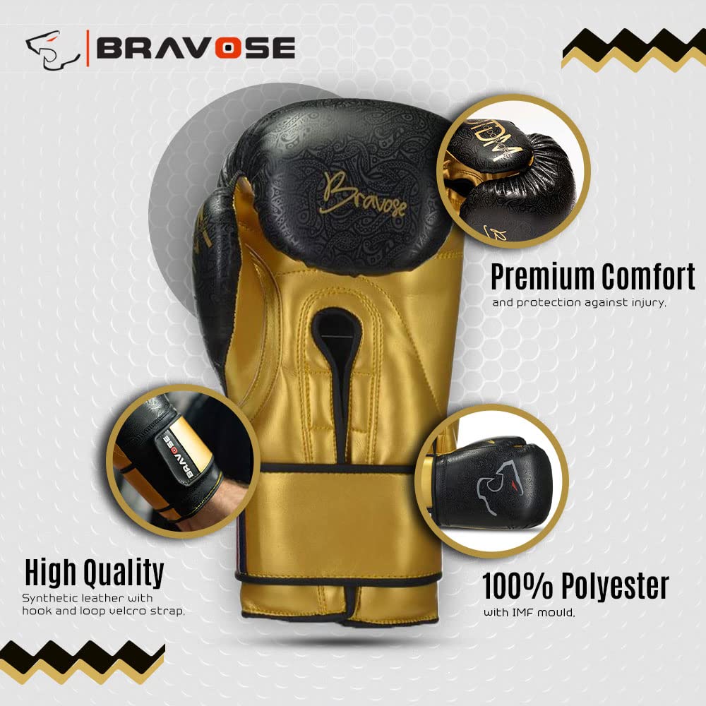 Bravose Nemesis rękawice bokserskie, bez zawiasów, forma dla optymalnego dopasowania do ciała, zapobiegają urazom nadgarstka, idealne do sparingowych poduszek, treningu, MMA Muay Thai, rękawice