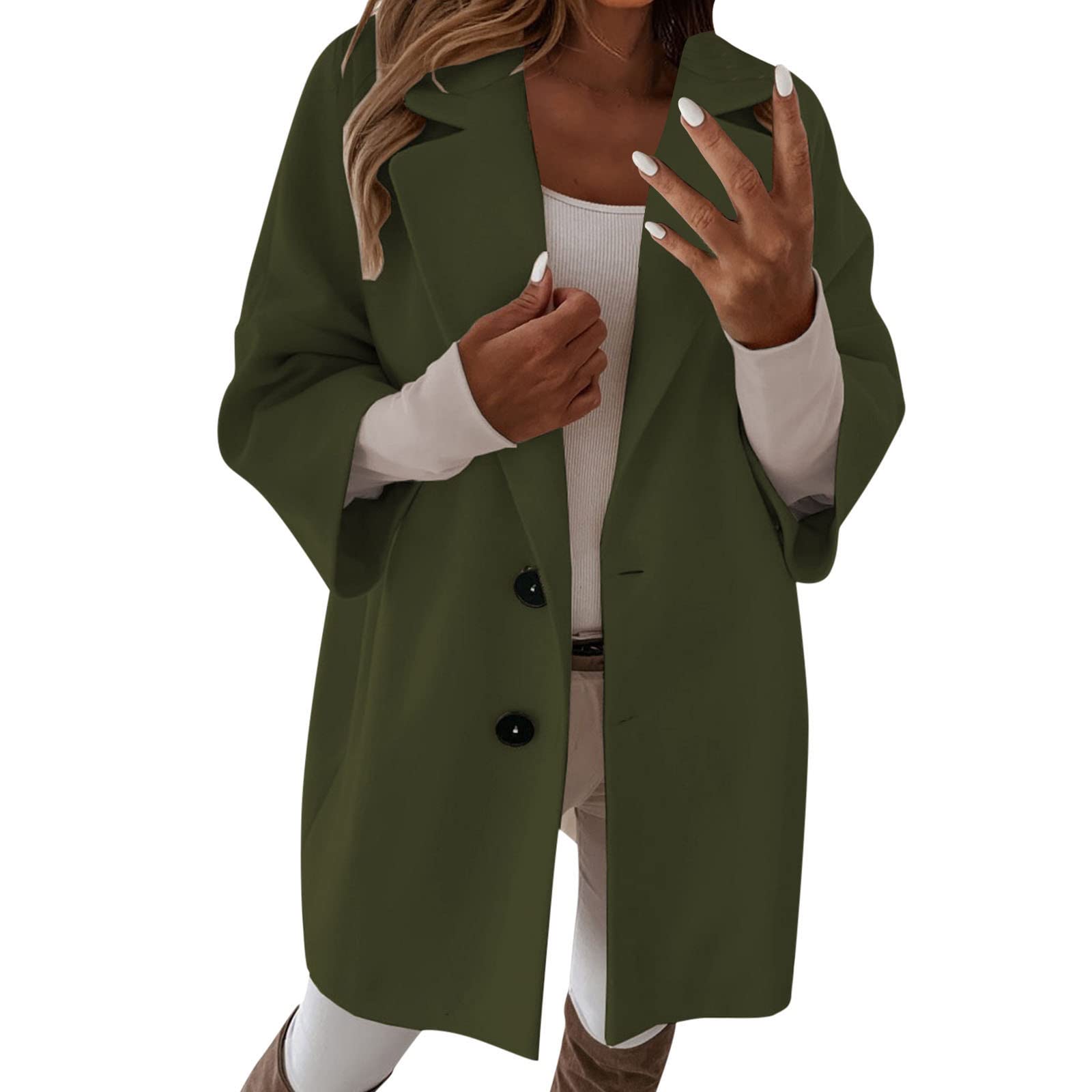 Abrigo de lana para mujer otoño invierno abrigo de moda gabardina séptima manga abrigo mujeres monocolor invierno abrigo abrigo acogedor chaqueta de invierno