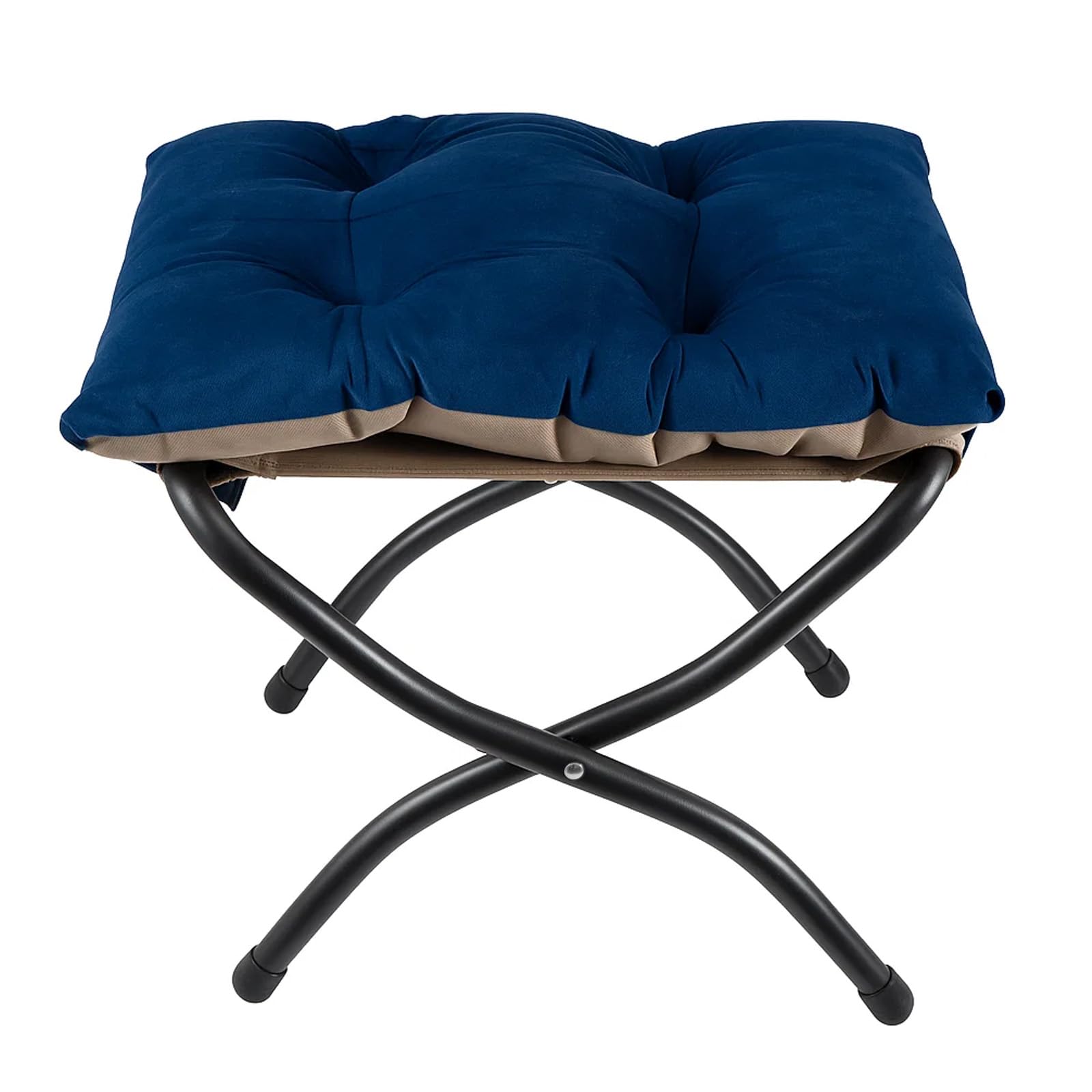 Foot Stool Foldable Foot Stool Living Room with Metal Legs Small Footstool for Living Room Garden and Balcony Dark Gray 44 * 41 * 38CM (Short Pile, Dark Blue)