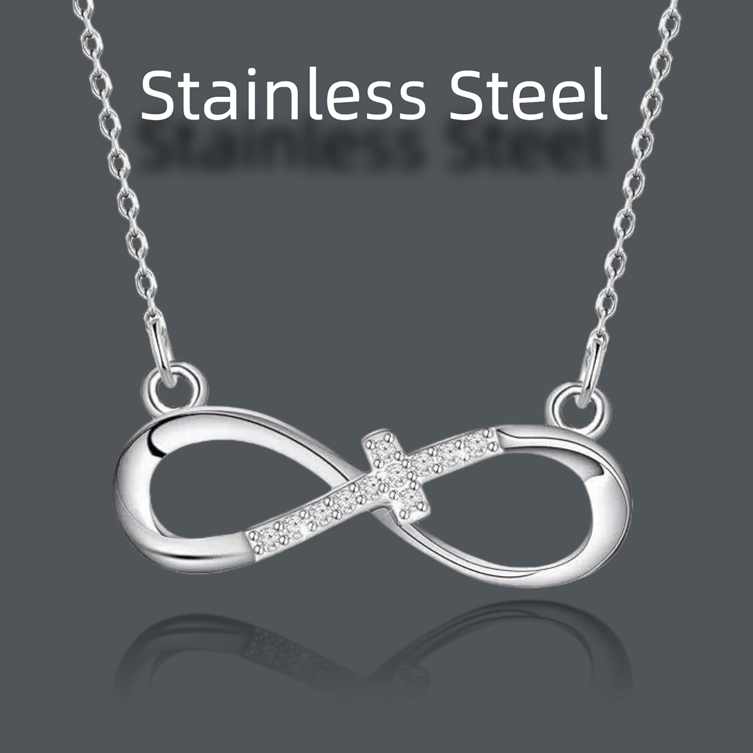 Love is Forever Infinity Cross Necklace for Women Girls, CZ Christian Pendant with Adjustable Chain, Baptism Confirmation First Communion Religious Gift - Image 4