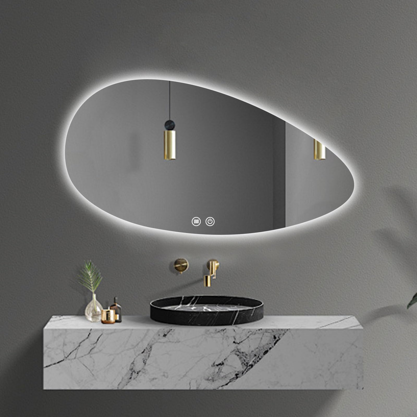 FGXHHS LED with Lights, for Bathroom, Anti-Fog Dimmable Backlit Vanity Mirror, 3 Color Temperatures, Touch Control, Tempered Glass, ETL Listed 50x80cm/19.7x31.5in