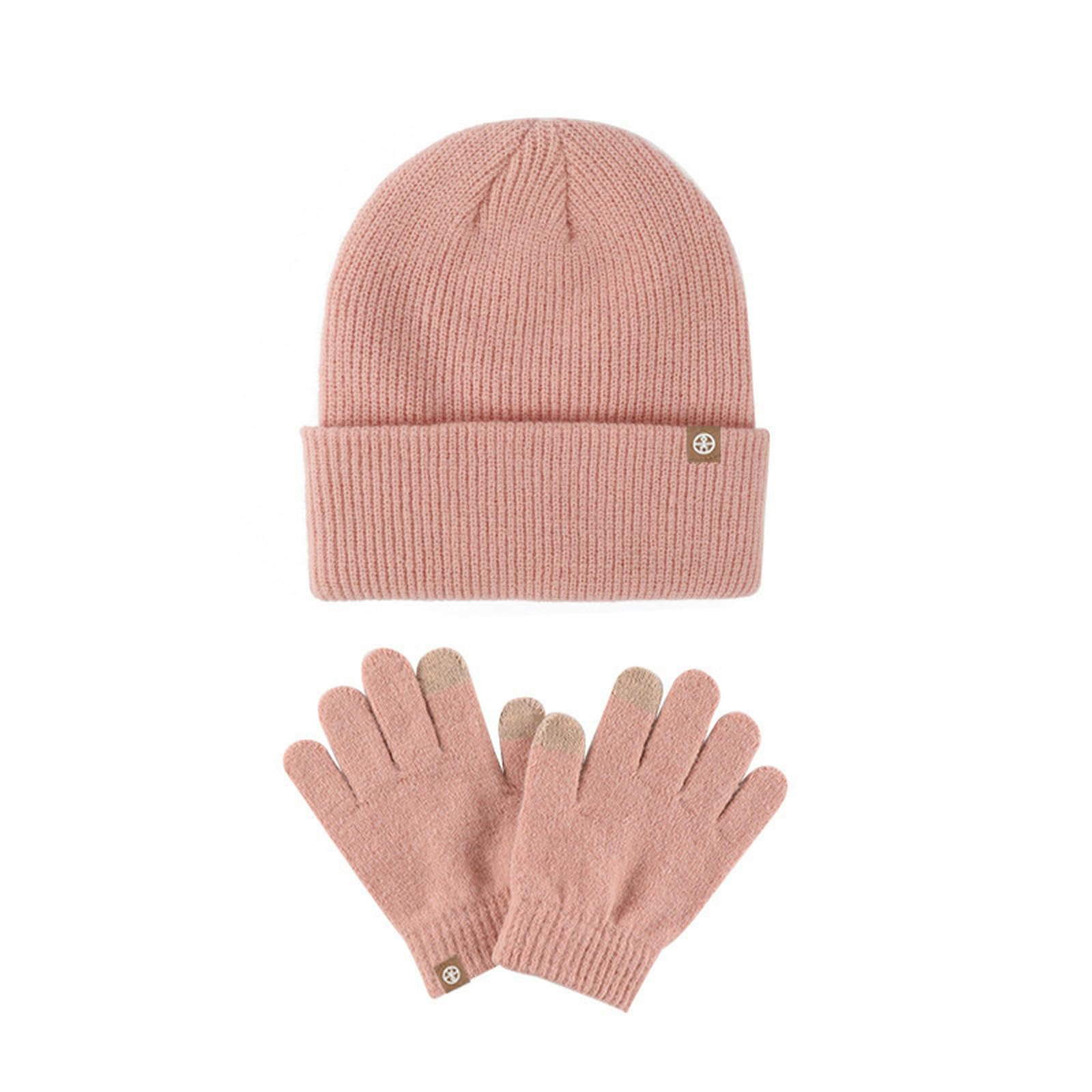 Gorro de invierno para niños con guantes táctiles rosa dos juegos MEIYIYA