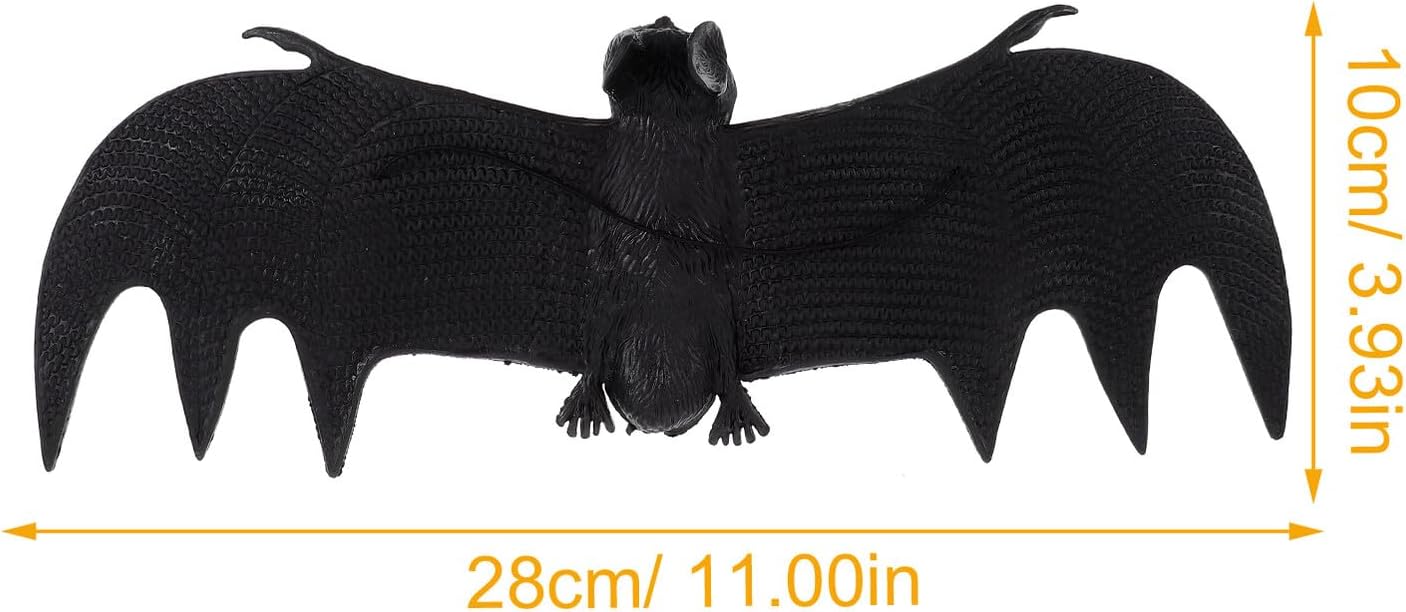 4pcs Halloween Bat Ornament Hanging Decorations, Wear-Resistant Rubber Simulation Bat Pendants for Outdoor Garden Party Décor