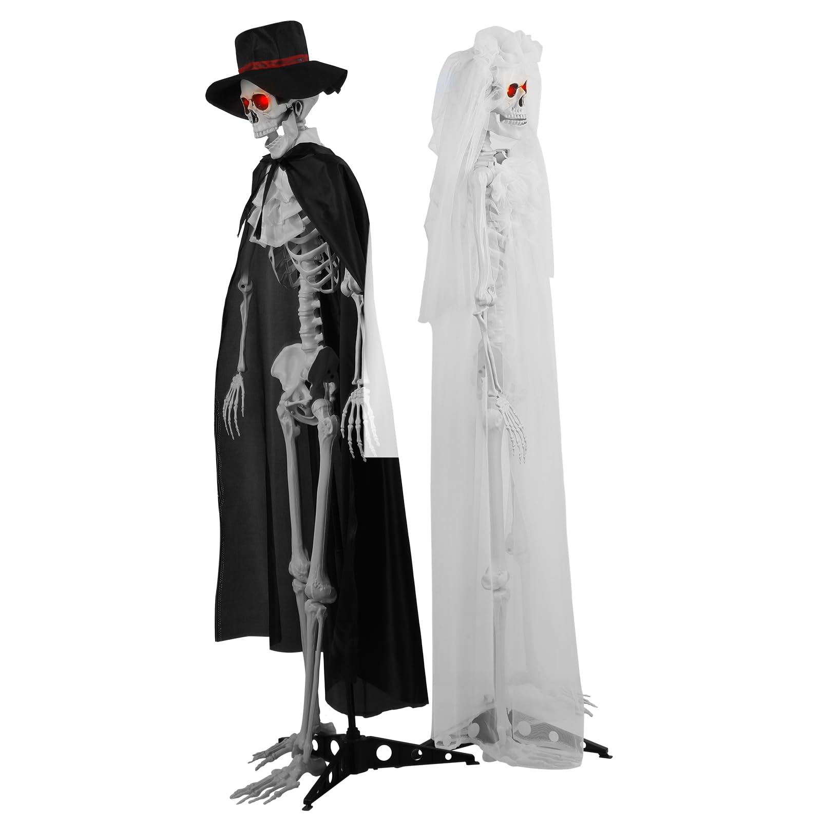 Szkielety halloweenowe naturalnej wielkości możliwy szkielet para panna młoda pan młody nawiedzony dom rekwizyt ruchome stawy świecące oczy efekty dźwiękowe wewnątrz na zewnątrz podwórko dekoracje
