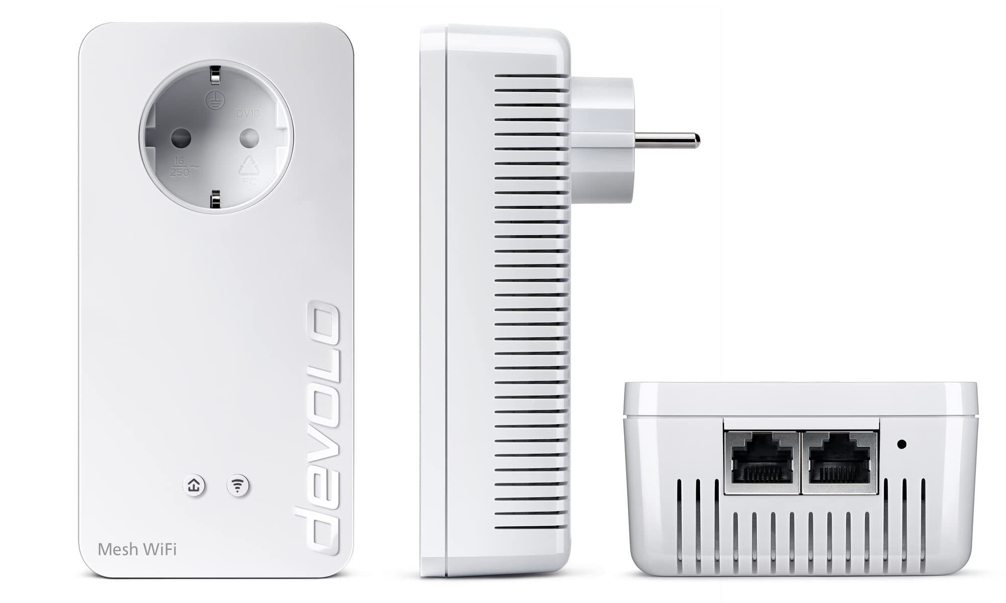 Devolo Mesh WiFi 2 – 1200 WiFi ac: 3 adattatori WiFi per Mesh WiFi in tutte le stanze, ideale per lo streaming (1200 Mbps, sistema tri-band, 5 prese LAN Gigabit)