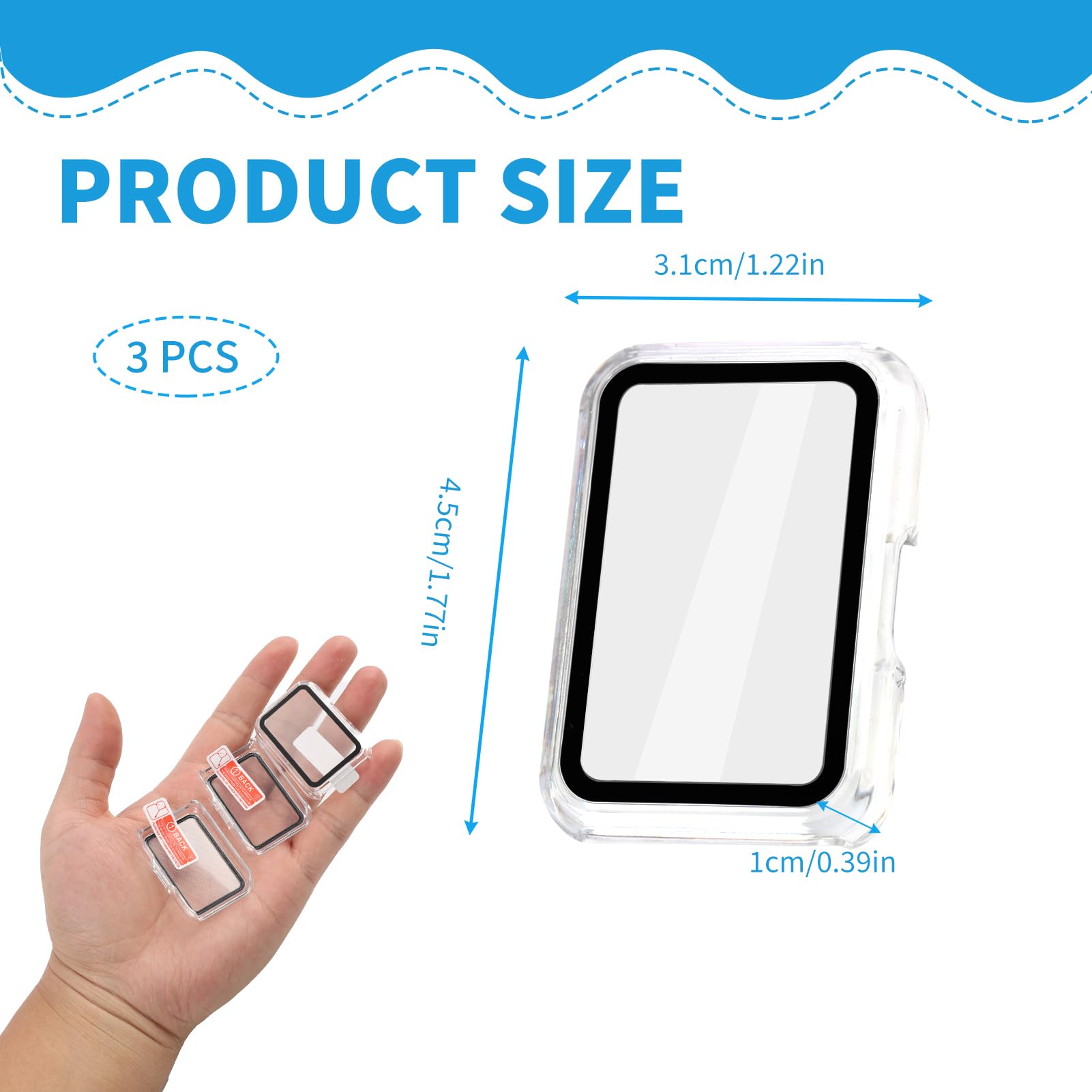 3 sztuki etui do Samsung Galaxy Fit 3, ochrona Galaxy Fit 3, etui ochronne z wbudowanym szkłem hartowanym 9H, twarde etui PC z ochraniaczem ekranu o wysokiej czułości (przezroczyste x 3)