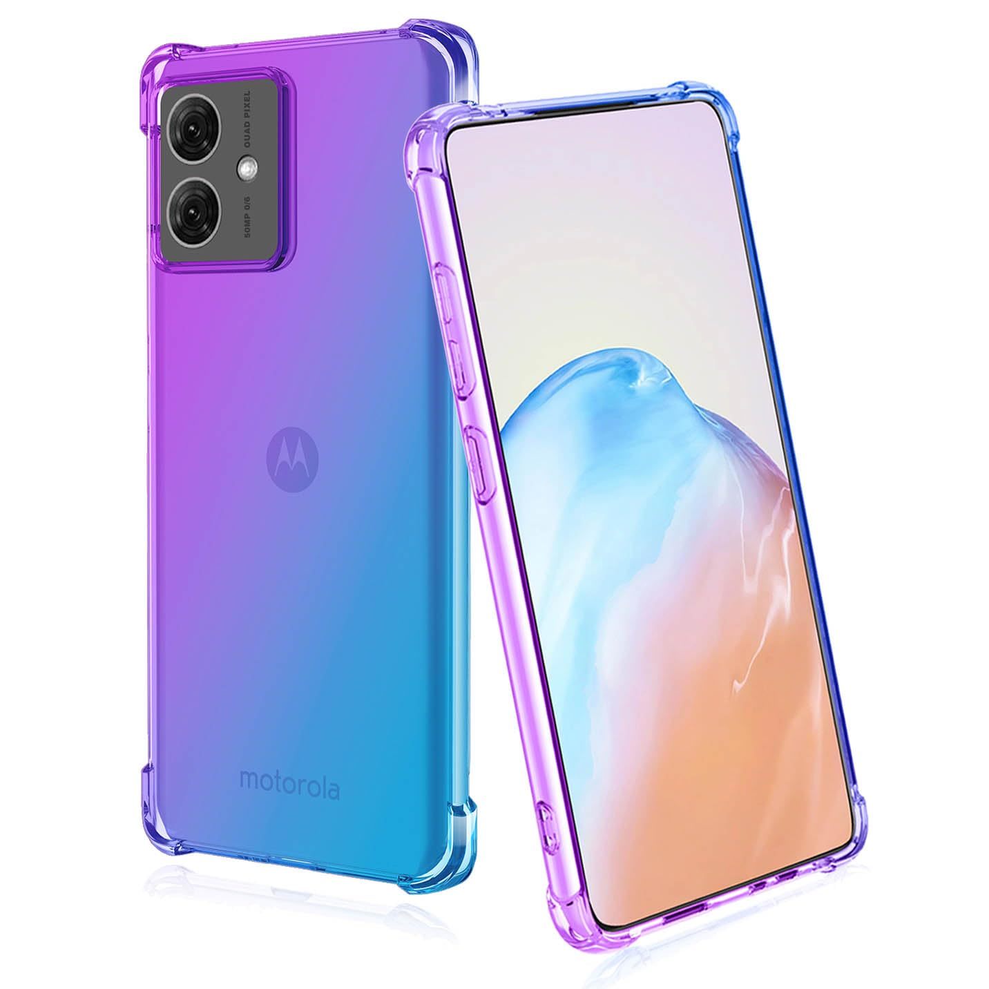 BORYA Handyhülle Für Google Pixel 8 Pro | Transparent Mit Farbverlauf | TPU-Silikon, Stoßfest | Ultra-dünn, Kratzfest | Lila/Blau