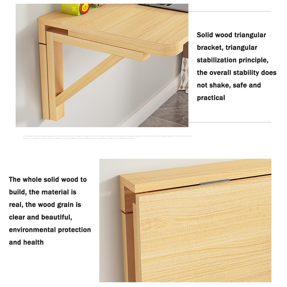 Scrivania Pieghevole da Parete, 32" x 24" Tavolo Pieghevole da Parete con ribaltina per Piccoli spazi, Tavolo Galleggiante in Legno Banco da Lavoro per Ufficio Casa Cucina Lavanderia (120x50