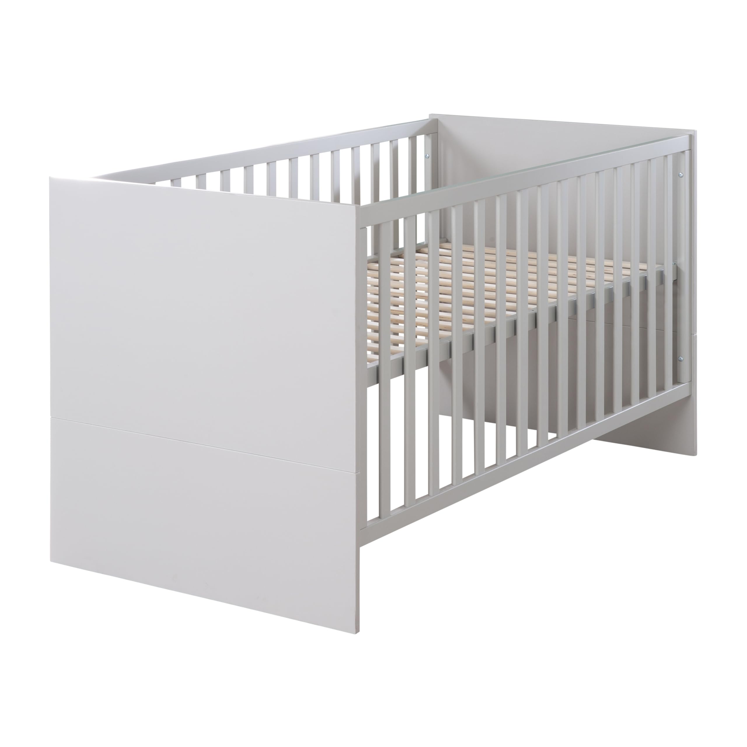 roba Lea - Cuna de bebé escalable (70 x 140 cm, Convertible en Cama Infantil, Regulable en Altura, 3 Barras extraíbles, Color Beige y Gris