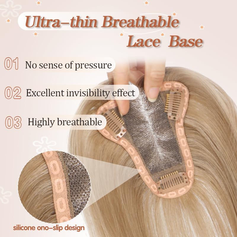 Miniatura 3 de Toppers para el cabello para mujer, con cabello humano real, extensiones de cabello humano con flequillo y clip