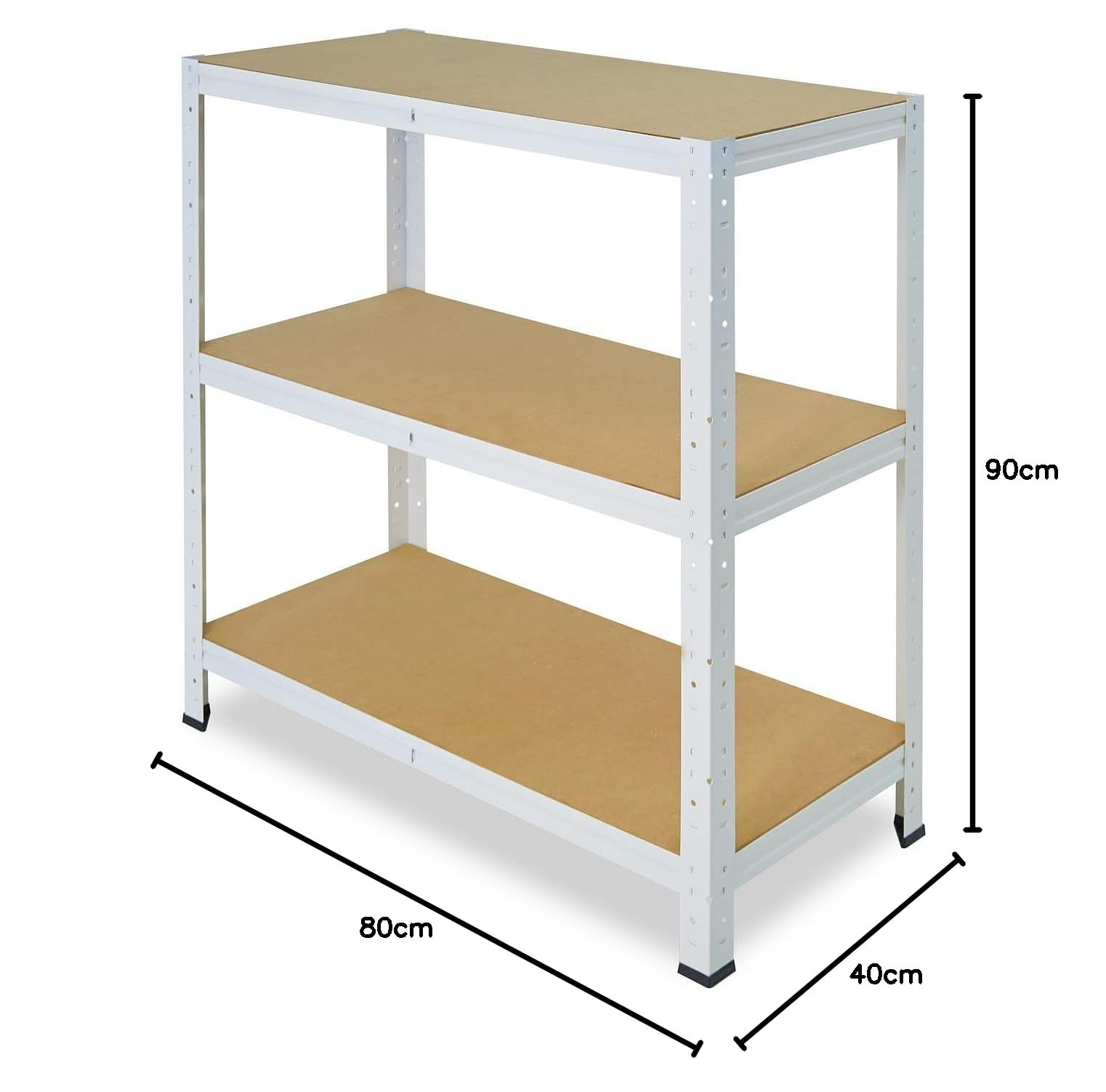 shelfplaza® 90x80x40cm HOME Scaffale metallo per carichi pesanti bianco con 3 ripiani con 175kg capacità di carico/Scaffali in metallo per garage come scaffali per ripostiglio o officina