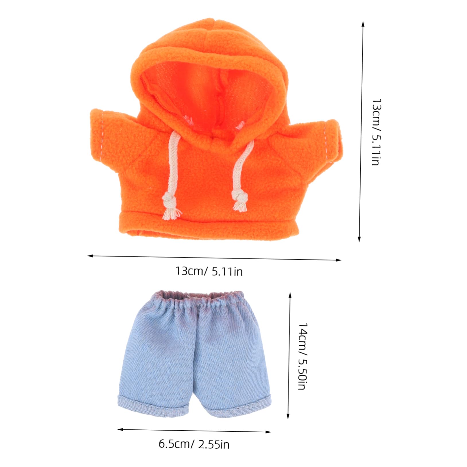 UPKOCH Versatile 20cm Plush Bear Costumes Include Hooded Sweaters and Jeans Toy DIY for Dolls