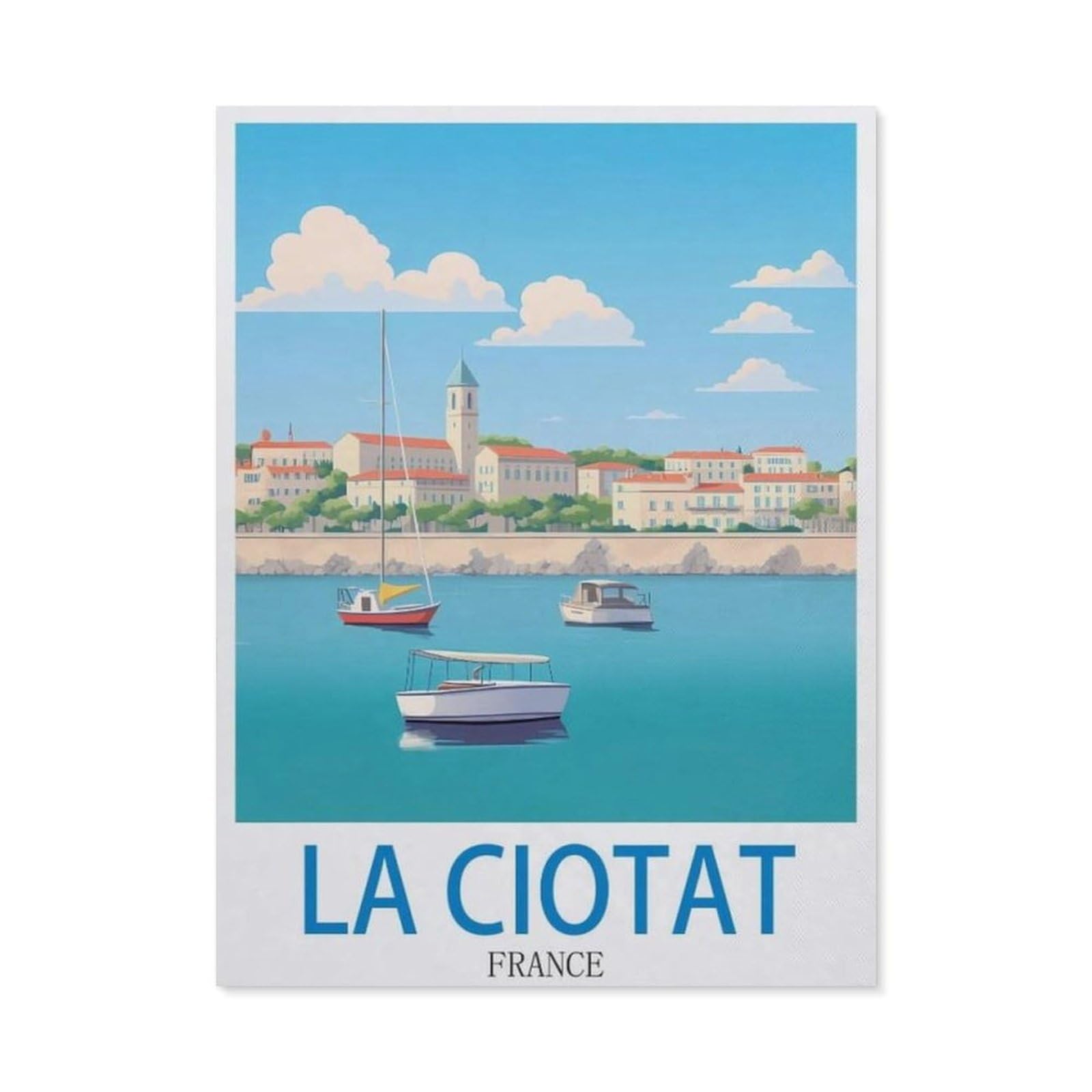 BEAYODKP 5D DIY Diamond Painting，La Ciotat France，Art Living Room Wall Decoration Gift（50 x 60 cm/19.68 x 23.62 inches）-CO47