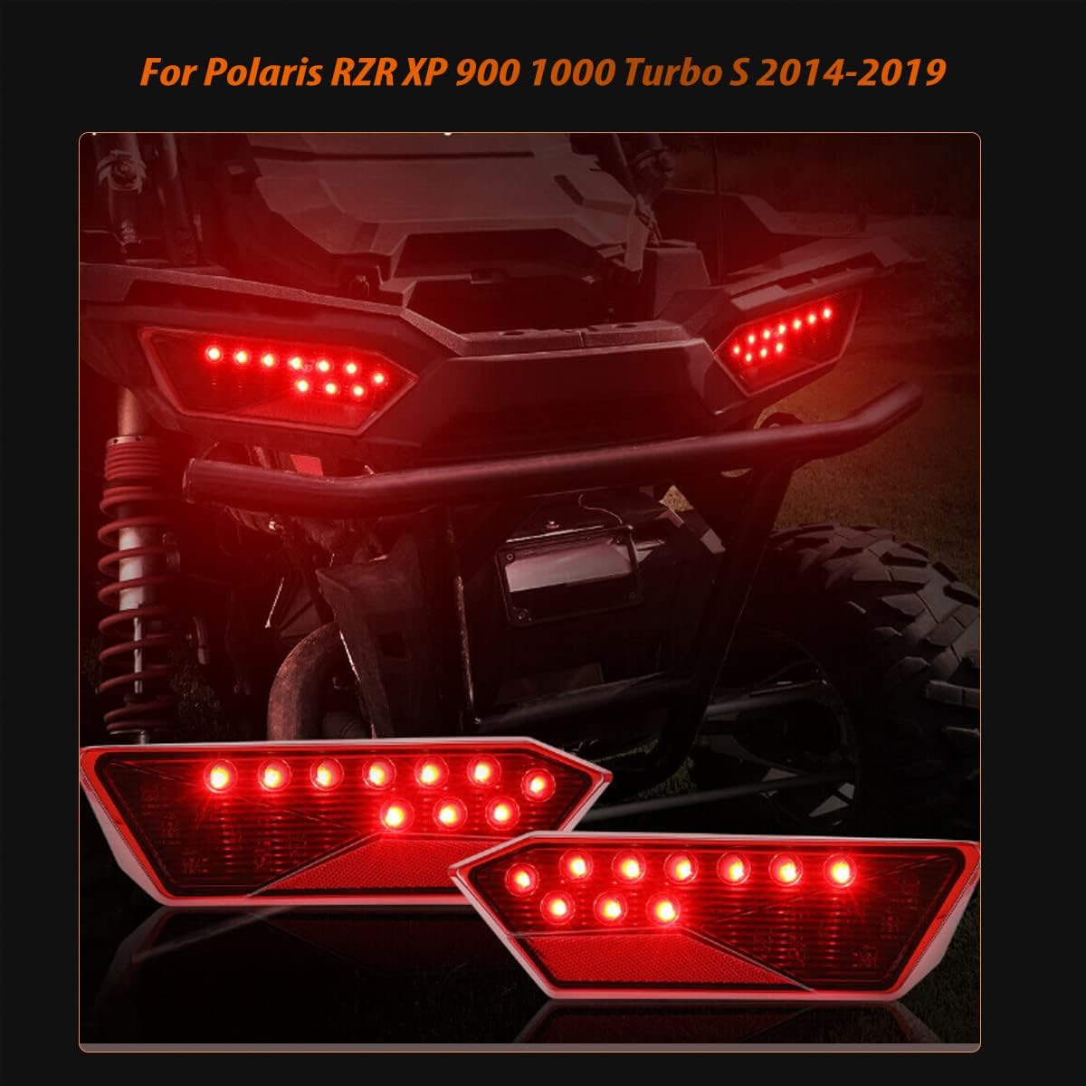 ADIIL RZR LED Tail lights Rear Brake Lamps Taillights Stop Lamps Kit Assembly for Polaris RZR XP 900 1000 Turbo S 2014-2019,Replace OEM #2412341，2412342（Red Lens）